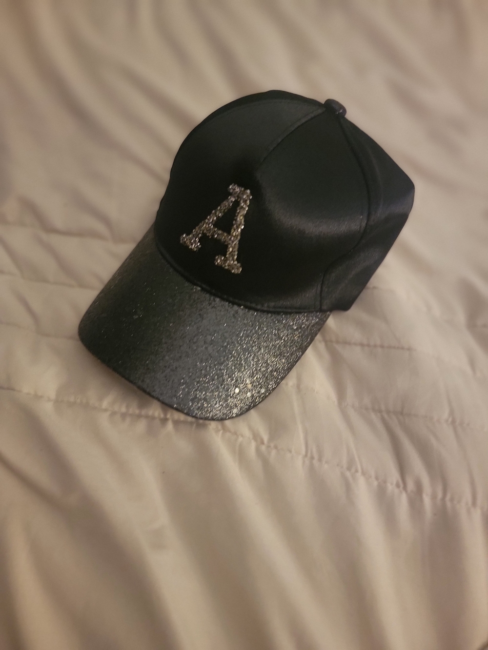 Black Sparkle 'A' Baseball Cap